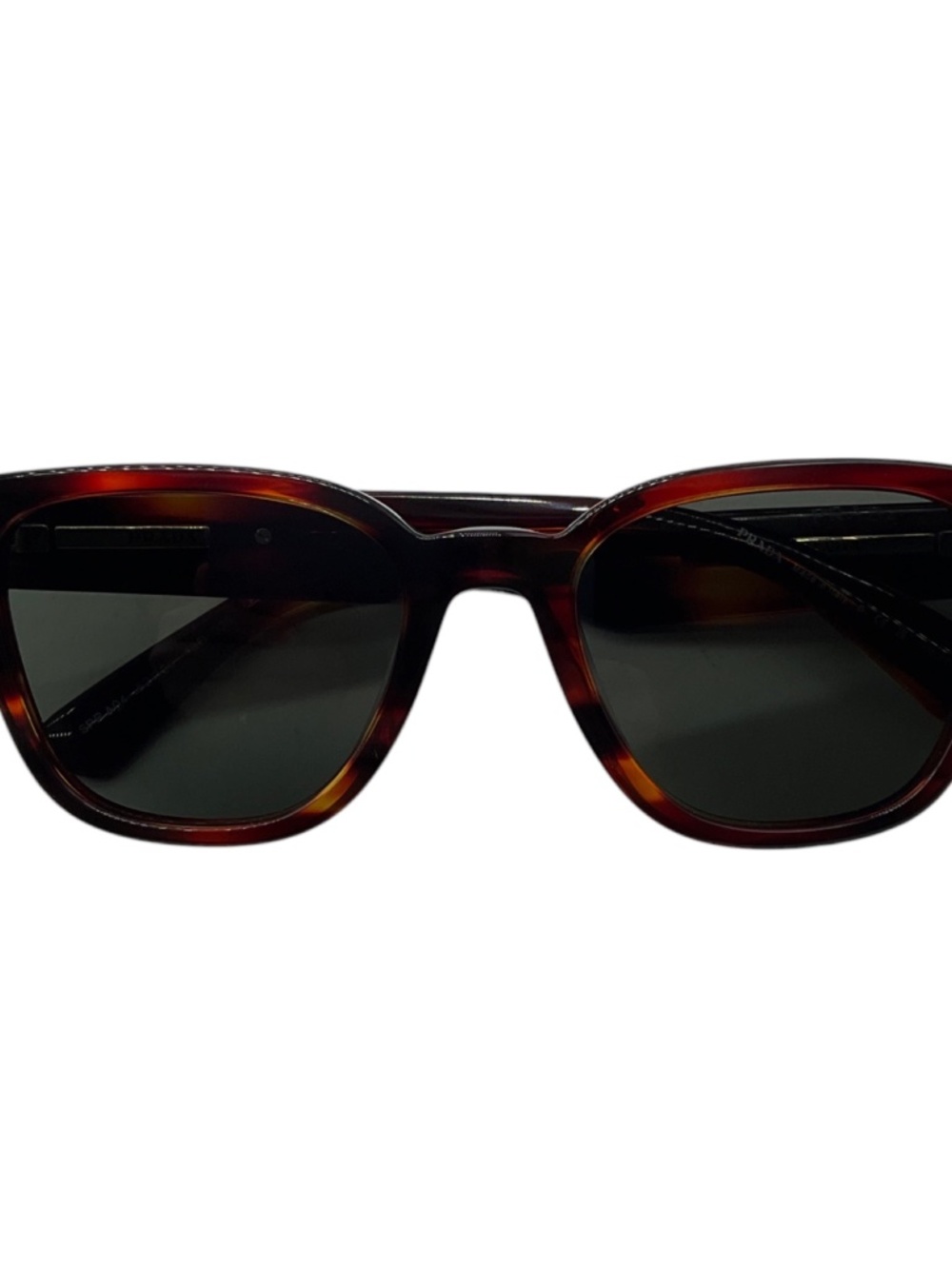 Prada Brown Havana Polarized Lens Acetate Frame Wayfarer Sunglasses